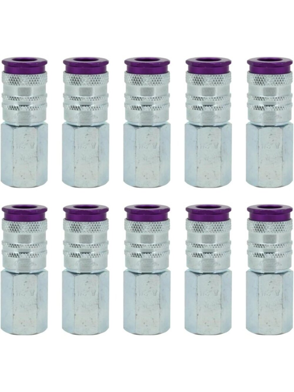 High-Flow V-Style Air Couplers, 1/4" FNPT Quick Connect, 300 PSI, Box of 10